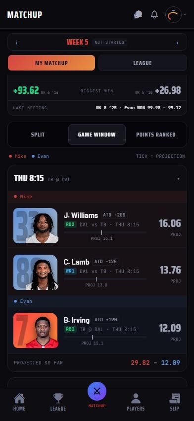 Matchup, Game Window view